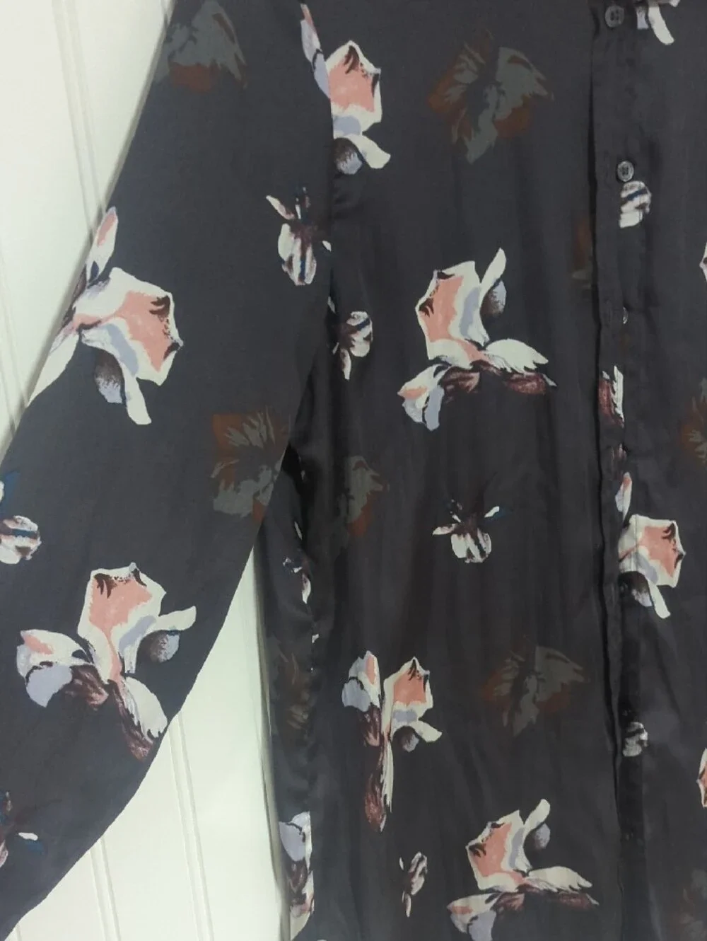 Banana Republic Black Button-Up Shirt with Pink & White Floral Print - Picture 3 of 6
